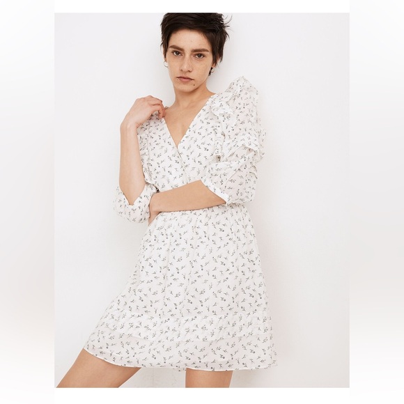 Madewell Ruffled Pleat-Sleeve Mini Dress in Spring Fling - Picture 2 of 5